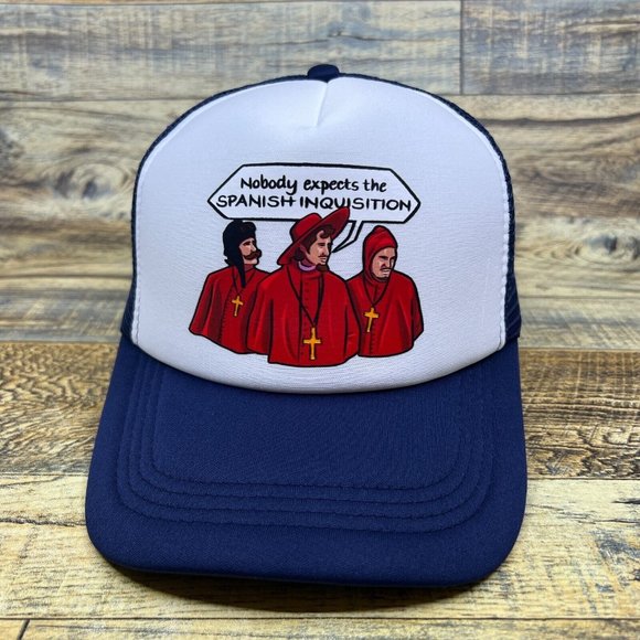 Monty Python & The Holy Grail Spanish Inquisition Unisex Trucker Hat Navy Cap - Picture 2 of 8